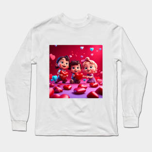 Toddlers celebrating Valentines day Long Sleeve T-Shirt